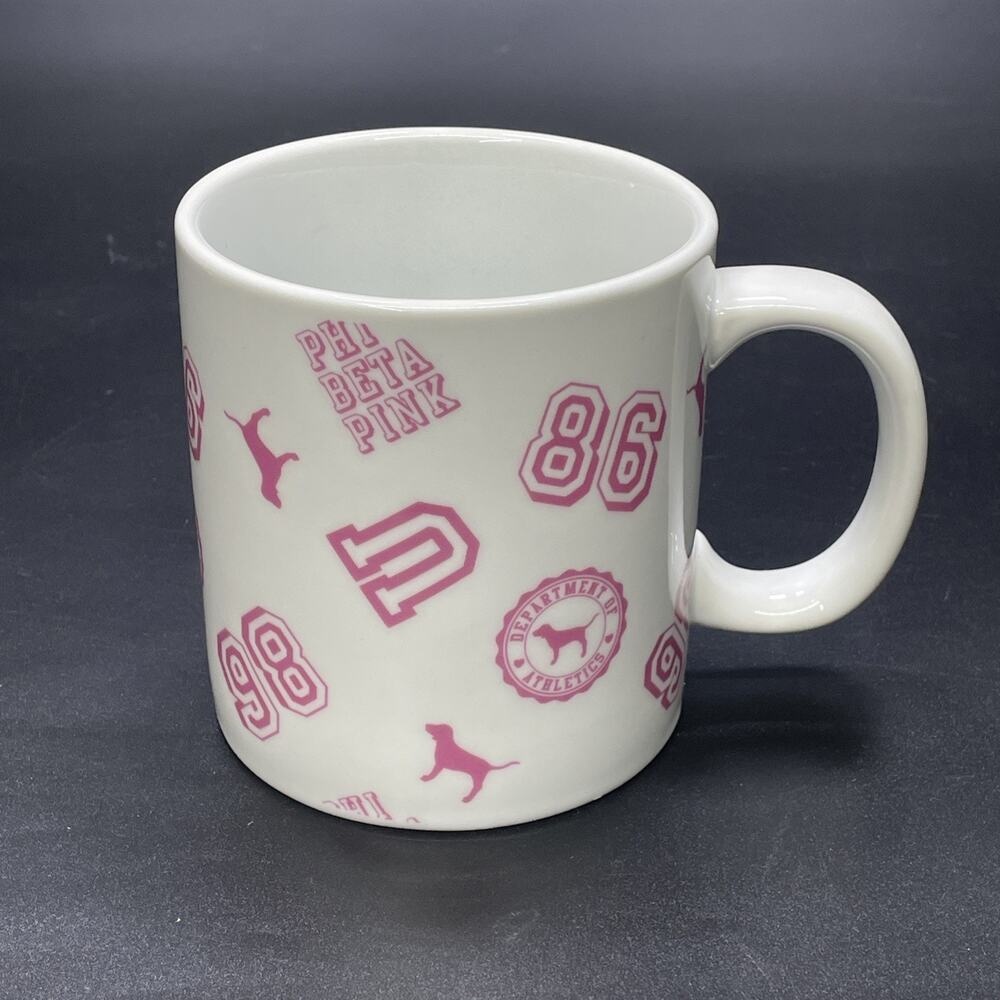 Victoria’s Secret PINK University Phi Beta Pink Ceramic Mug 86 Dog Logo 20oz
